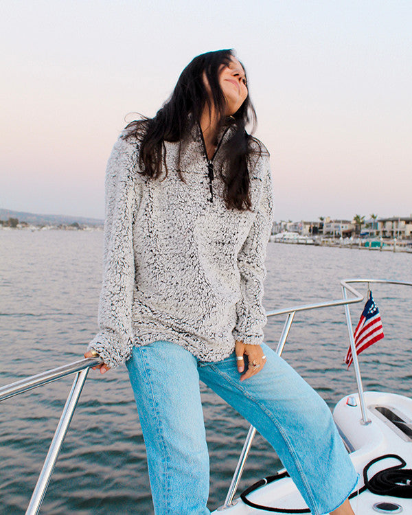 Sherpa Quarter Zip- Grey Heather