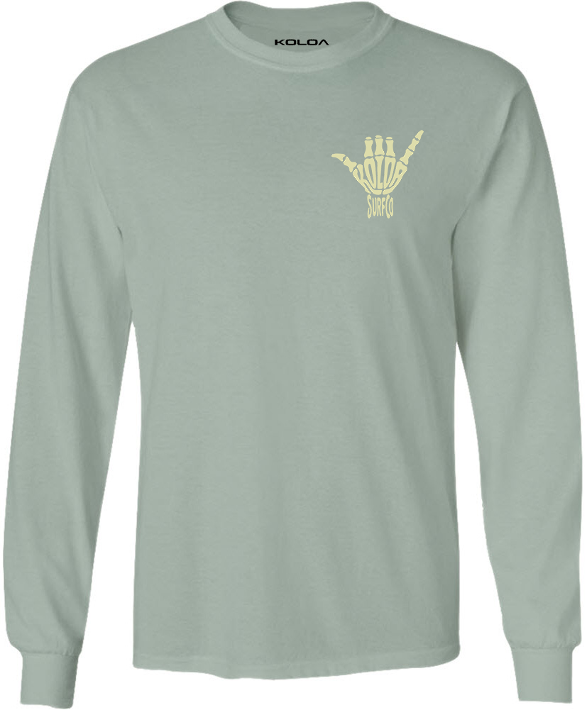 Koloa Shaka Skeleton Long Sleeve- Stonewashed Green