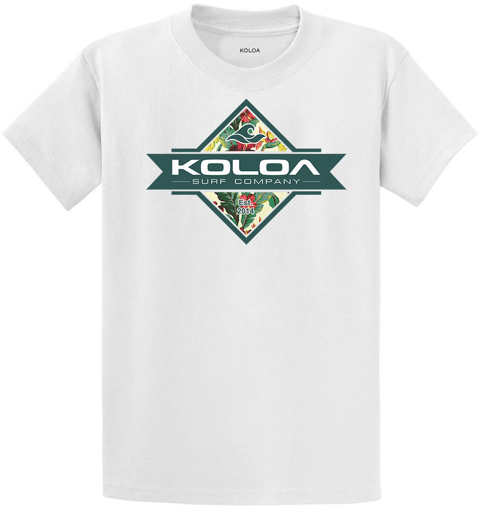 Koloa Diamond Flowers Youth T-Shirt- White