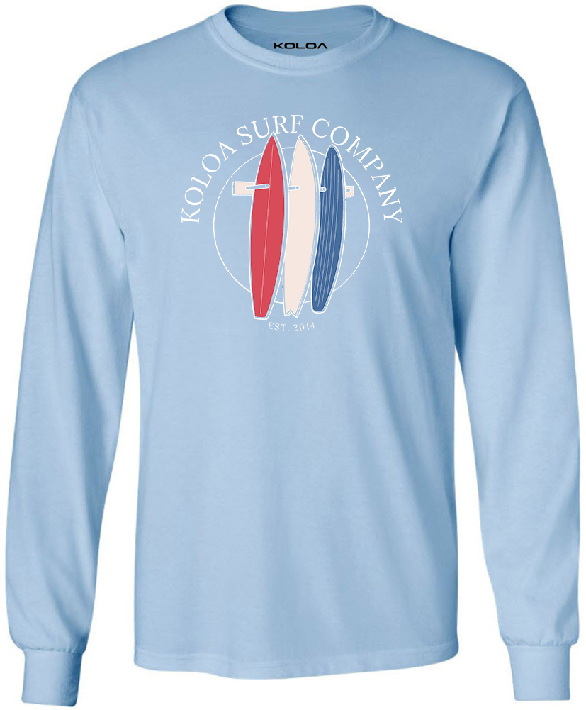 Koloa Surf Long Sleeve T-Shirt - Heavyweight Cotton Shark Design Tee In Big & Tall