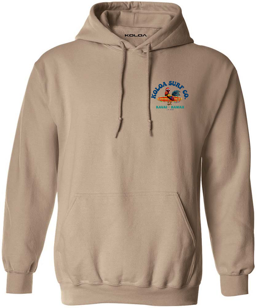 Koloa Cocky Surfer Christmas Hoodie- Sand