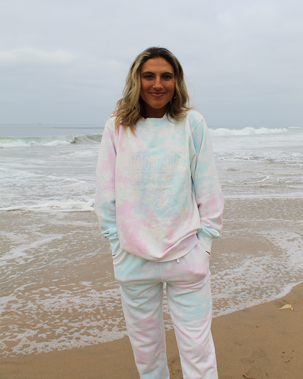 Koloa Breezy Tie-Dyed Sweatshirt- Tie Dye Cotton Candy