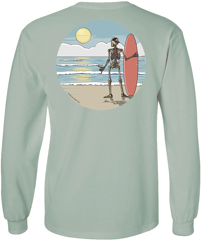 Koloa Shaka Skeleton Long Sleeve- Stonewashed Green