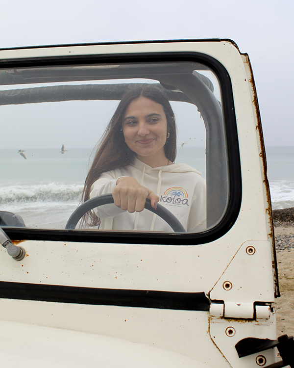 Koloa Wahi Kapu Cropped Hooded Sweatshirt- Bone