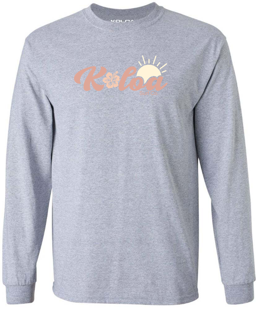 Koloa Hibiscus Youth Long Sleeve T-Shirt - Athletic Heather