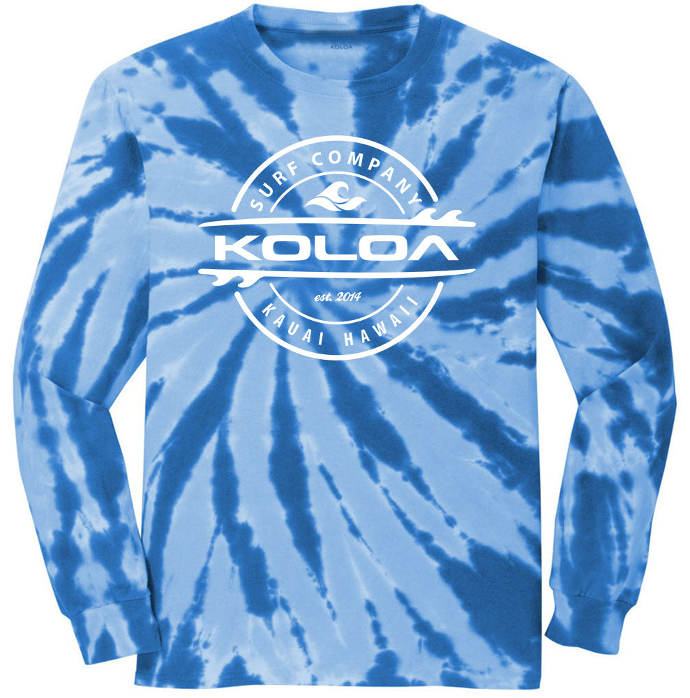 Koloa Surf Thruster Surfboards Logo Colorful Long Sleeve Tie-Dye T-Shirt