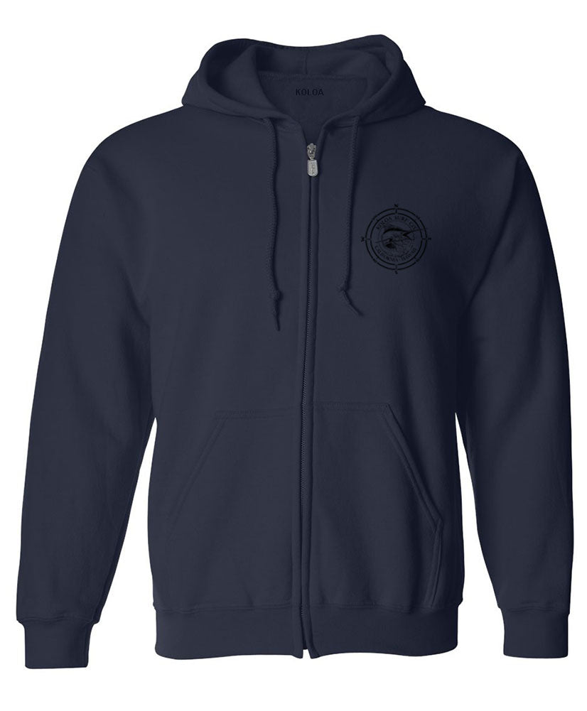 Koloa Black Marlin Tall Zip Hoodie