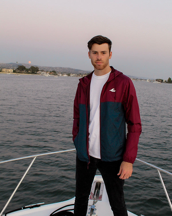 Water Resistant Windbreaker- Maroon/ Classic Navy