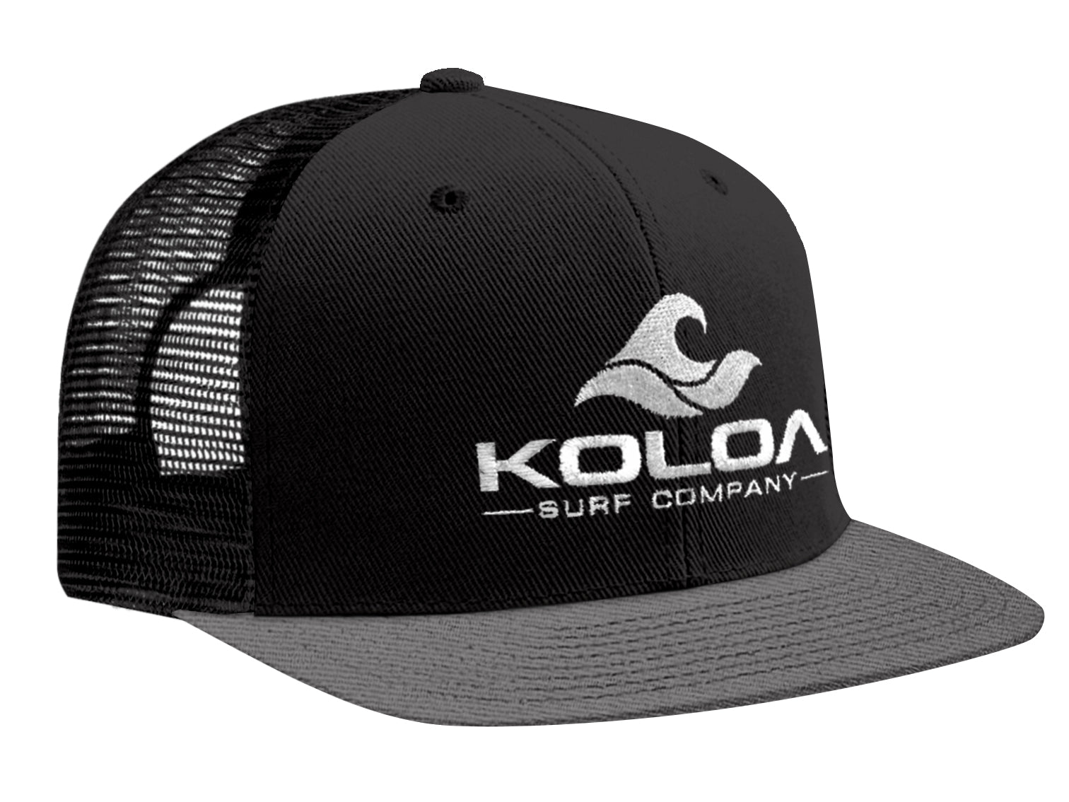 Koloa Embroidered Classic Wave Mesh Snapback Trucker Hat | Koloa