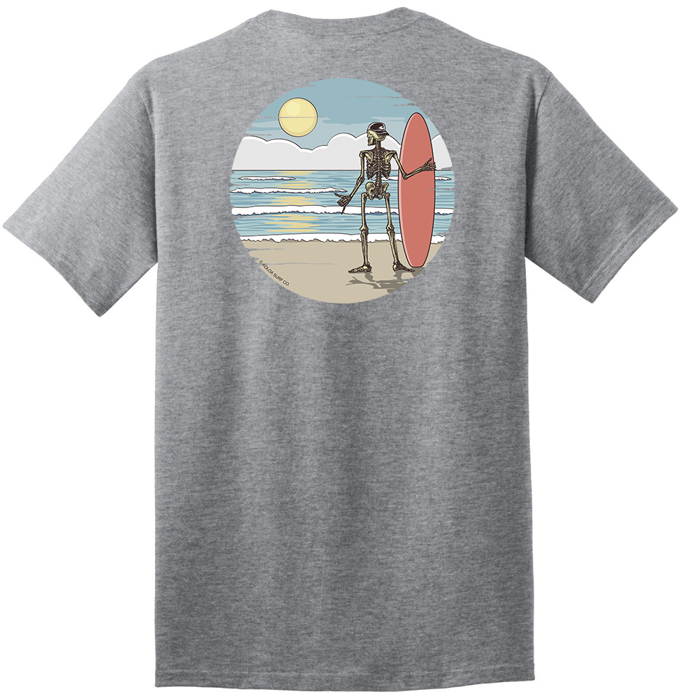 Koloa Shaka Skeleton Heavyweight T-Shirt - Athletic Heather