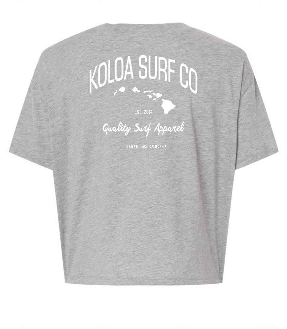 Koloa Islands Crop Tee - Heather Grey