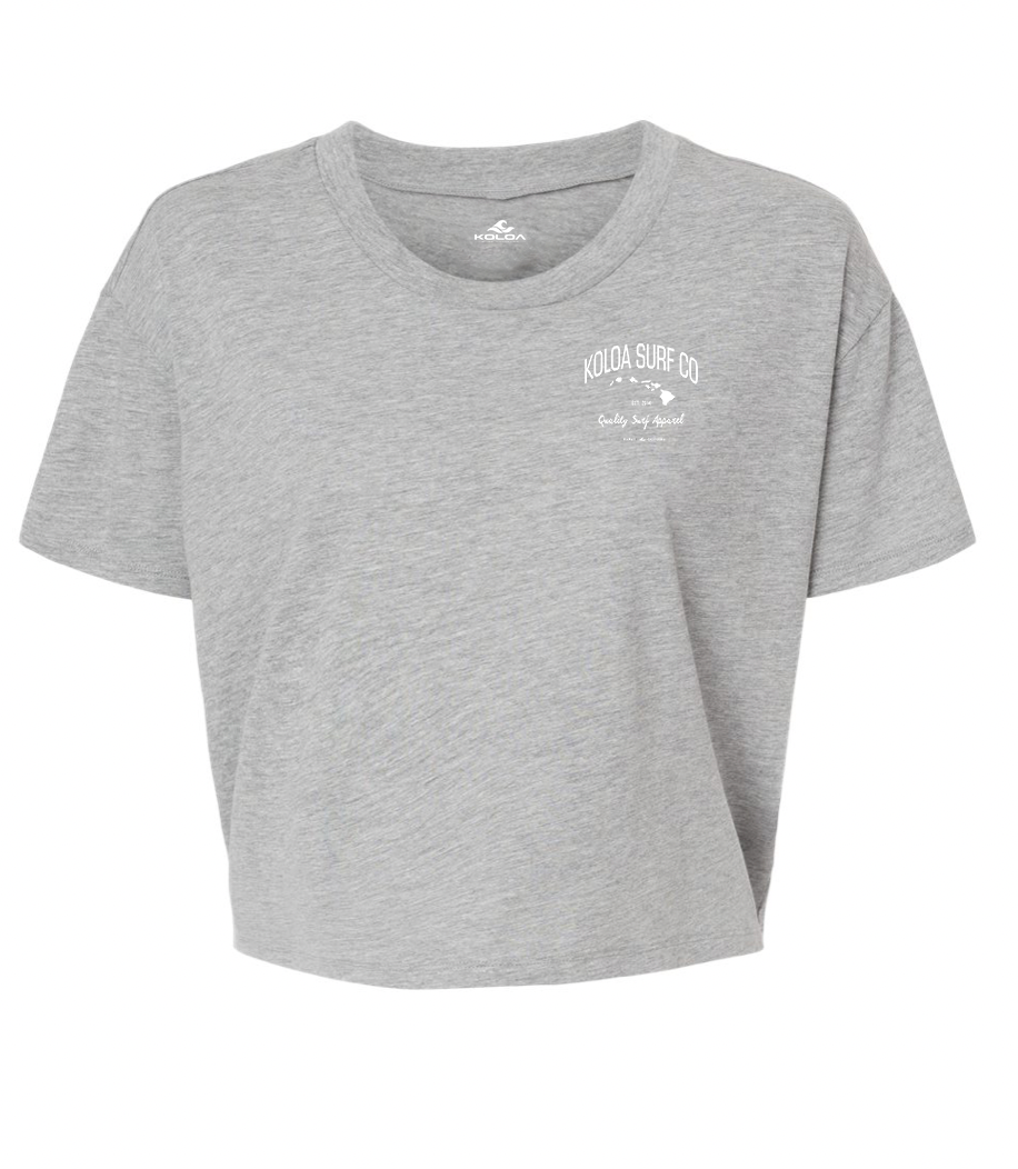 Koloa Islands Crop Tee - Heather Grey