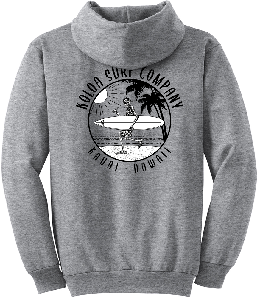 Koloa Skeleton Gone Surfin Hoodie - Athletic Heather