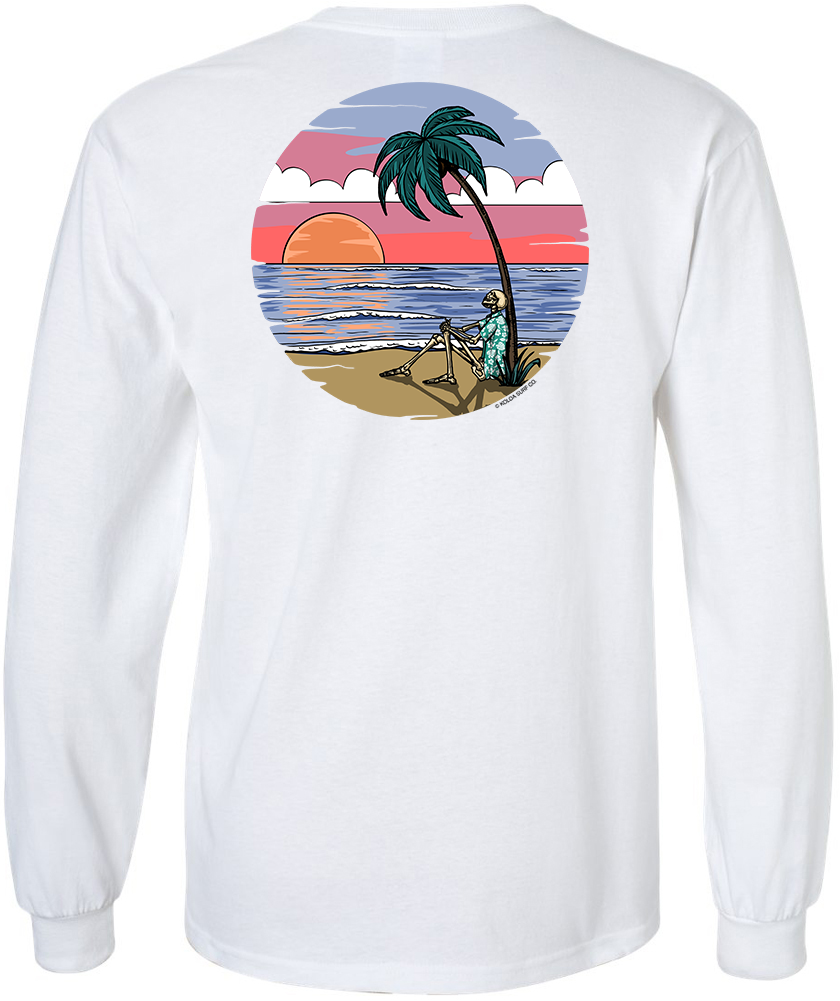 Koloa Skeleton Palm Long Sleeve T-Shirt- White