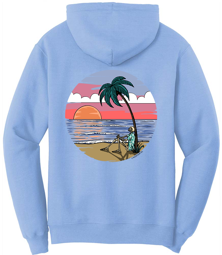 Koloa Skeleton Palm Hoodie- Carolina Blue