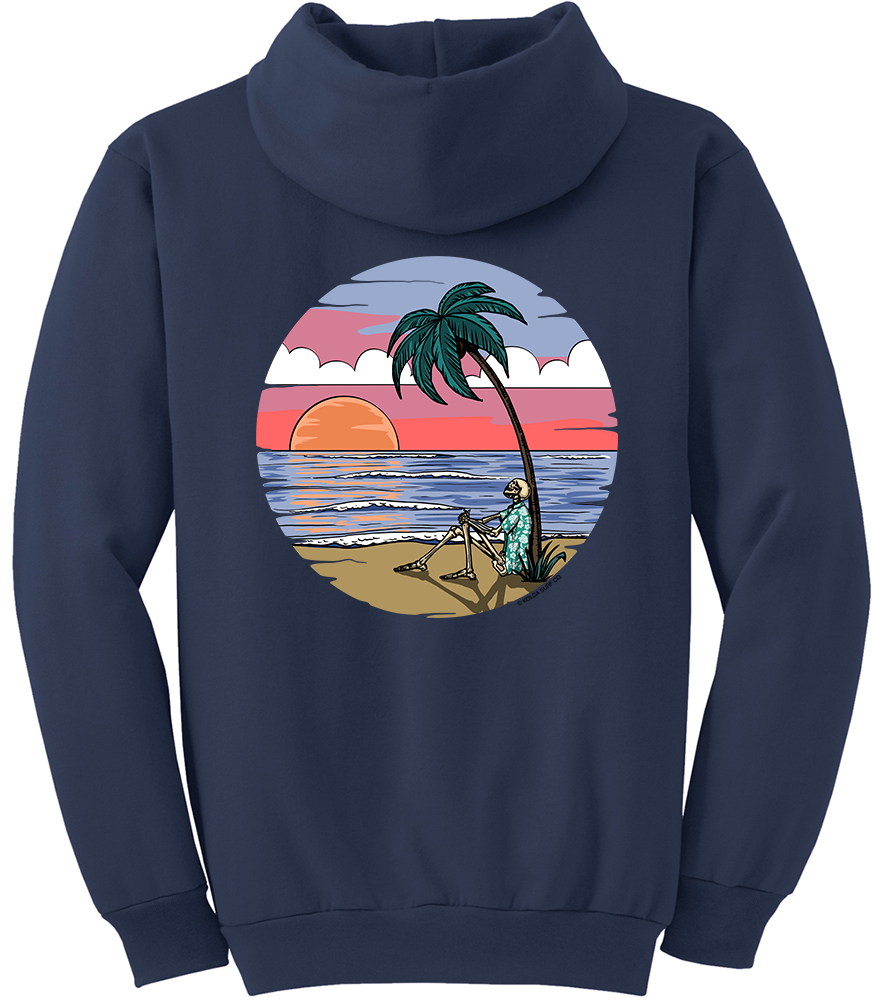 Koloa Skeleton Palm Hoodie- Navy