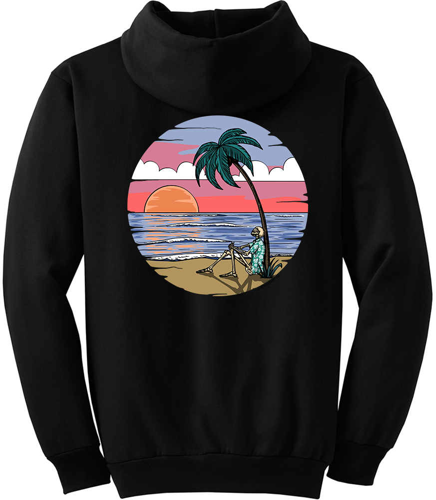 Koloa Skeleton Palm Hoodie- Black