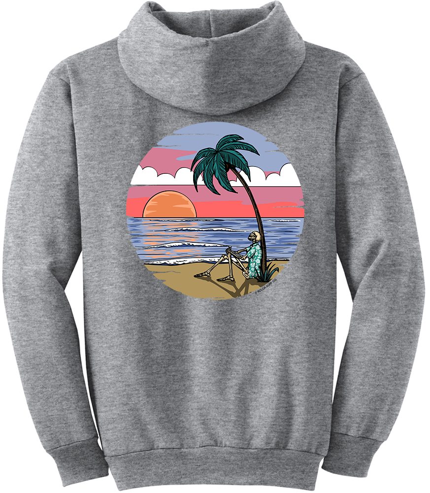 Koloa Skeleton Palm Hoodie- Athletic Heather