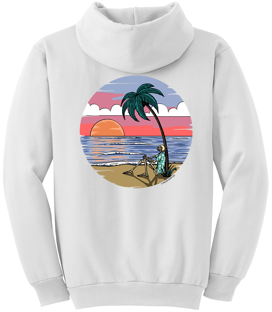 Koloa Skeleton Palm Hoodie- White