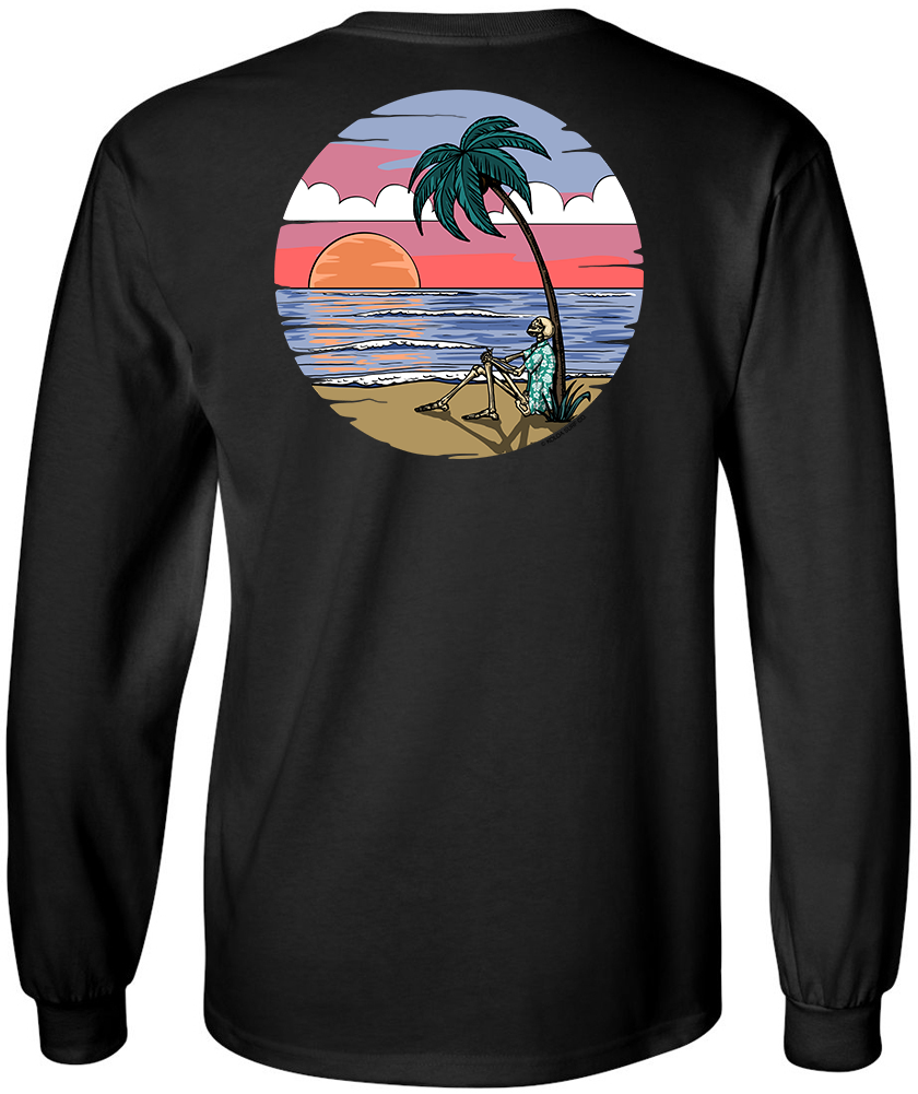 Koloa Skeleton Palm Long Sleeve T-Shirt- Black