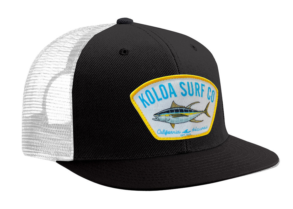 Koloa Yellowfin Tuna Mesh Snapback Hat- Black/ White