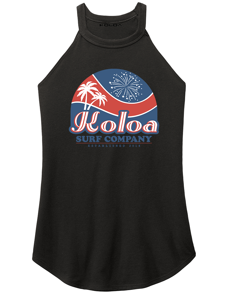 Koloa Firework Haltered Tank - Black