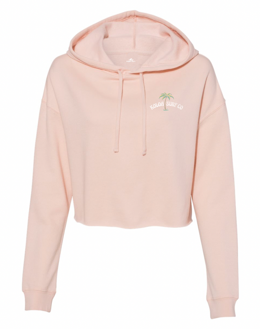  Koloa Serene Palm Cropped Hooded Sweatshirt- Blush