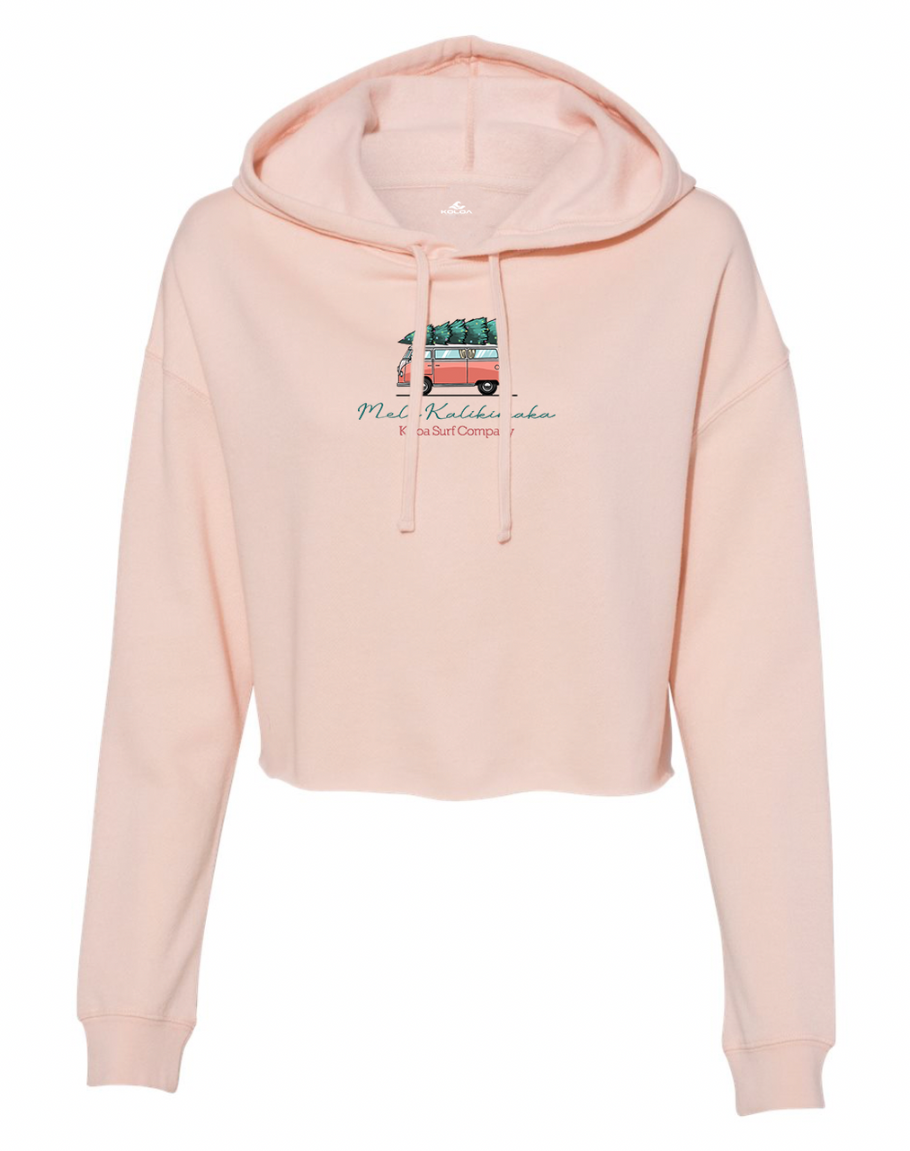 Koloa Christmas Van Cropped Hooded Sweatshirt- Blush