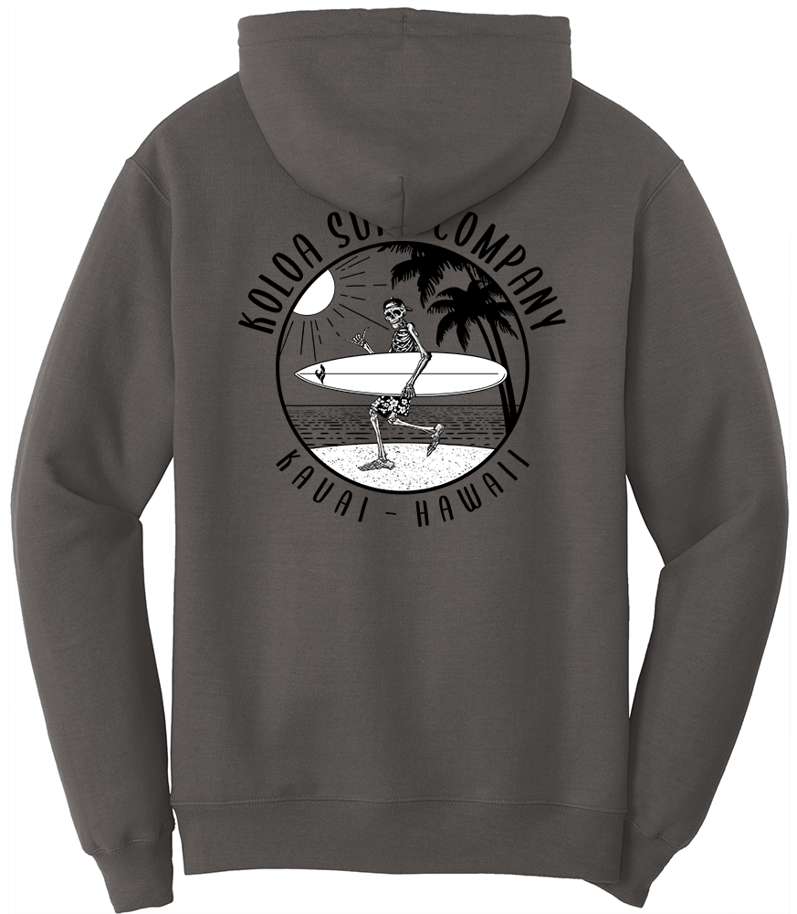 Koloa Skeleton Gone Surfin Hoodie - Charcoal