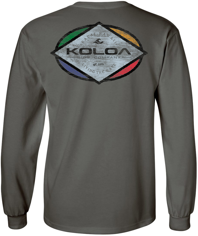 Koloa Colorful Diamond Long Sleeve T-Shirt - Charcoal