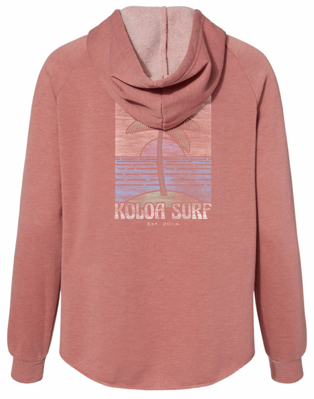 Koloa Boho Palm Zip-Up Hoodie - Dusty Rose