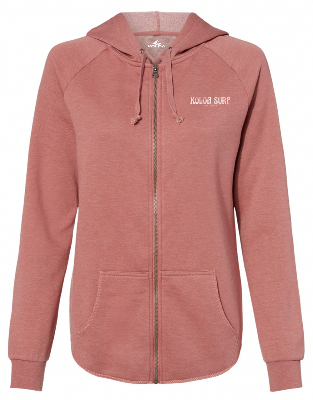 Koloa Boho Palm Zip-Up Hoodie - Dusty Rose