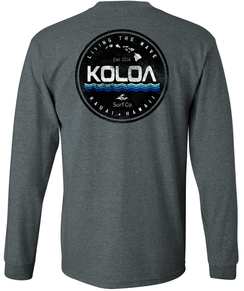 Koloa Kauai Long Sleeve T-Shirt - Dark Heather Grey