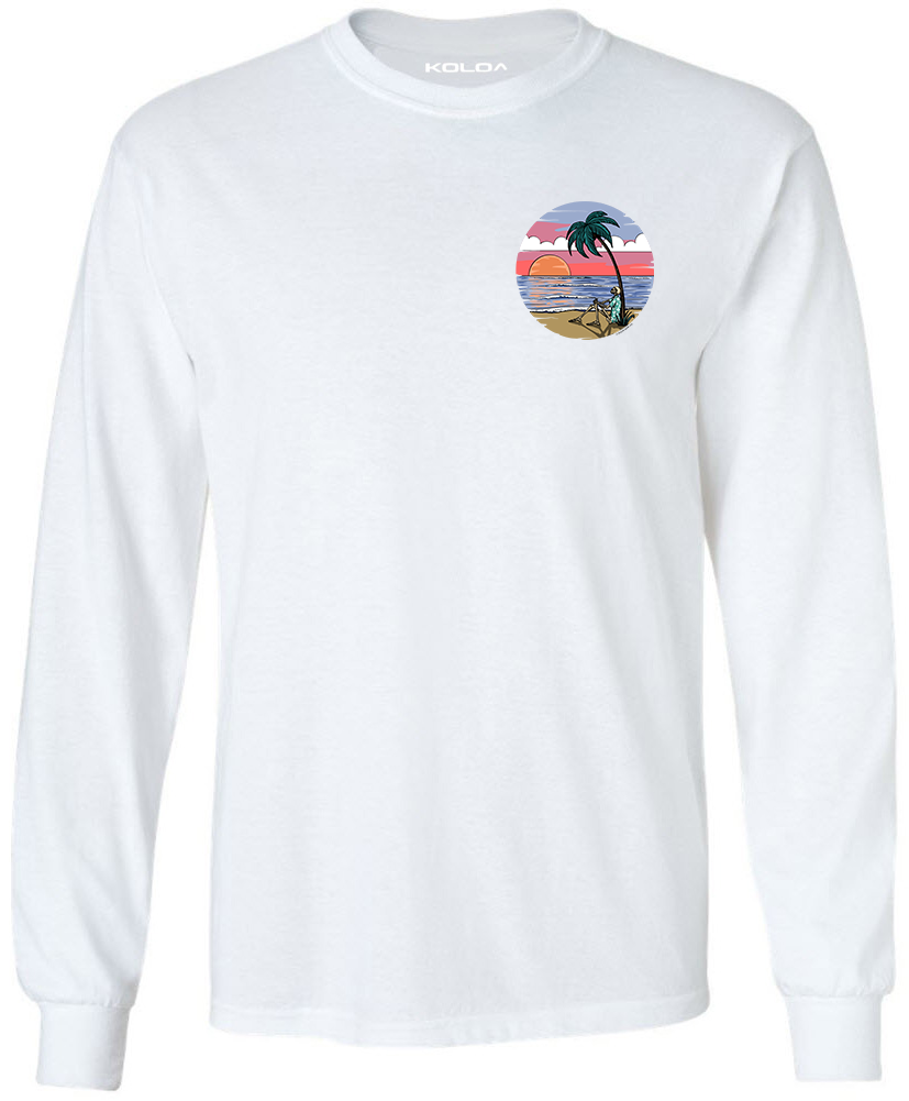 Koloa Skeleton Palm Long Sleeve T-Shirt- White