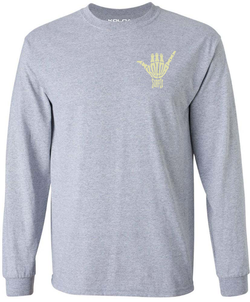 Koloa Shaka Skeleton Long Sleeve- Athletic Heather