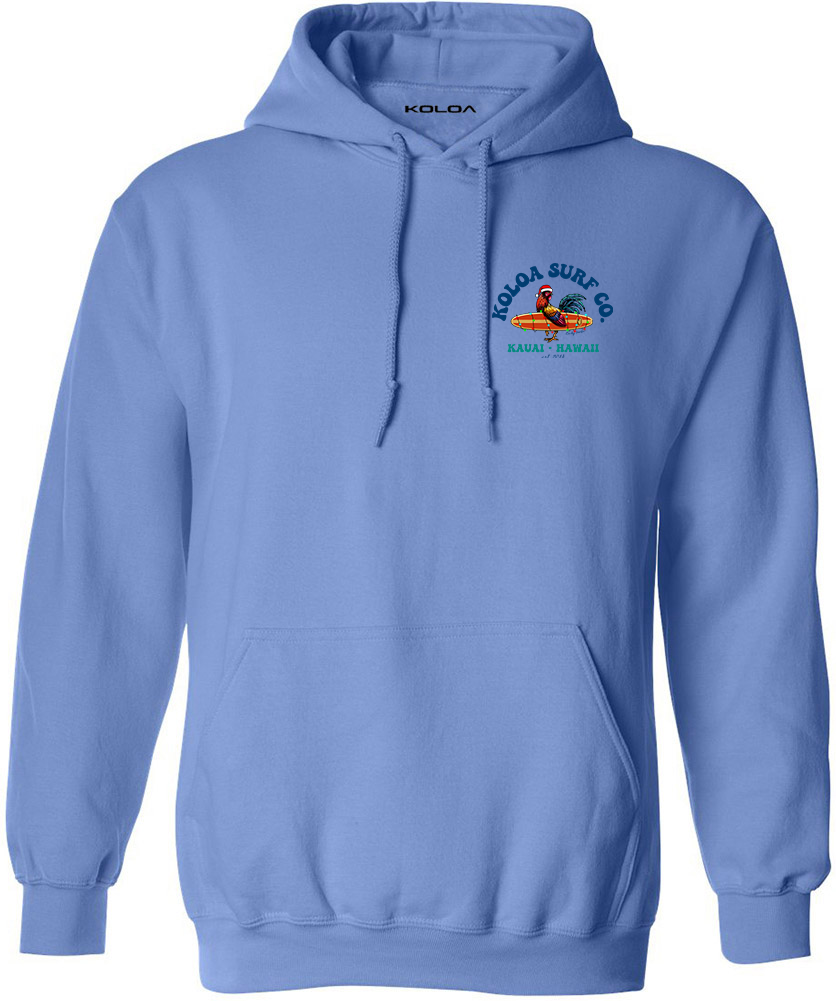 Koloa Cocky Surfer Christmas Hoodie- Carolina Blue