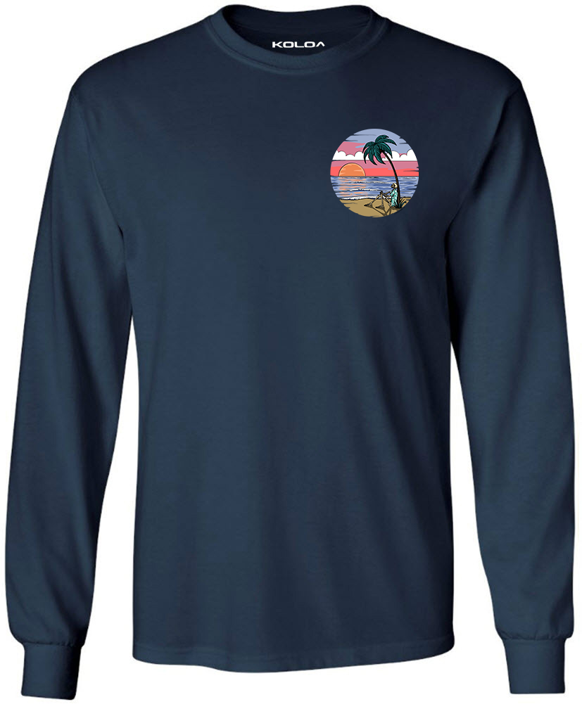 Koloa Skeleton Palm Long Sleeve T-Shirt- Navy