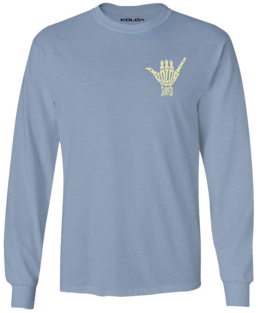 Koloa Shaka Skeleton Long Sleeve- Stonewashed Blue