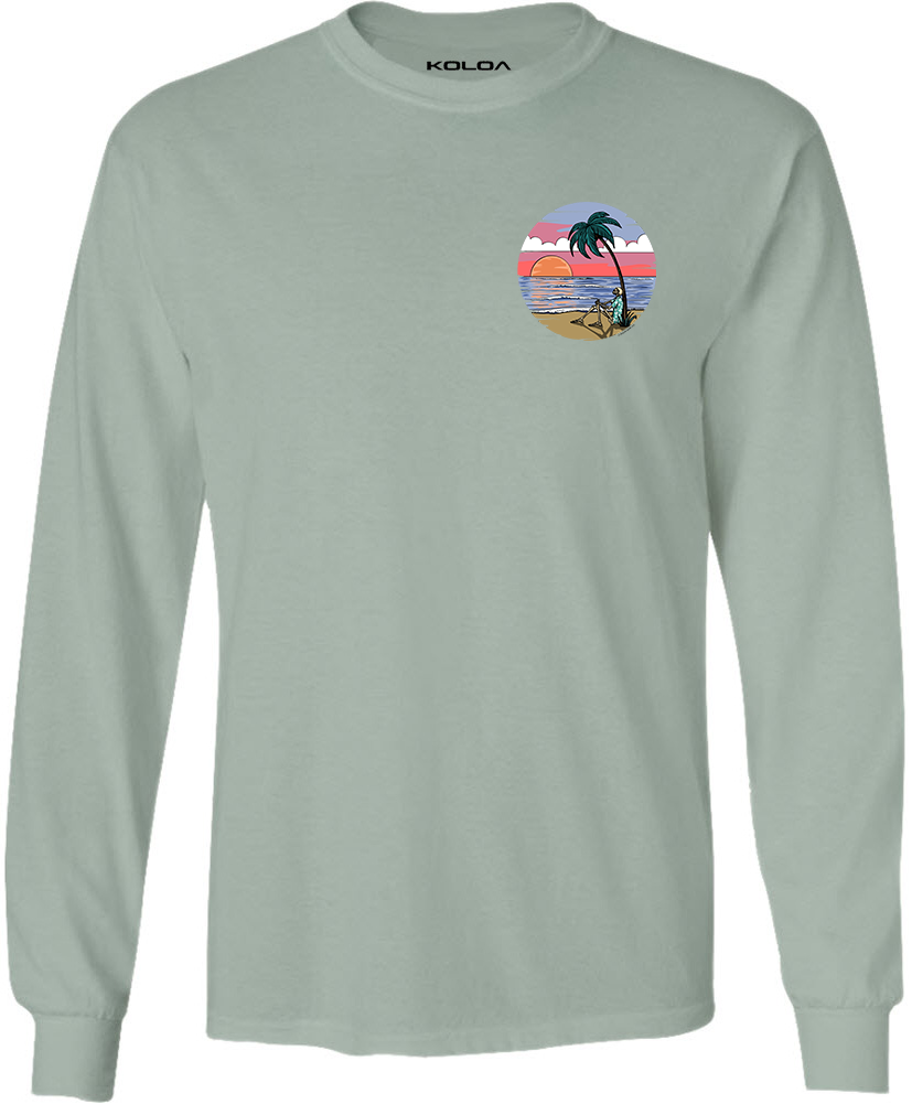 Koloa Skeleton Palm Long Sleeve T-Shirt- Stonewashed Green