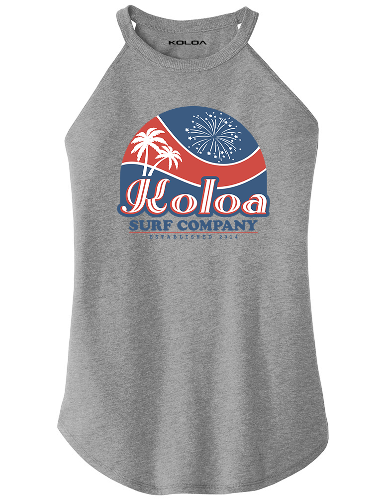 Koloa Firework Haltered Tank - Grey