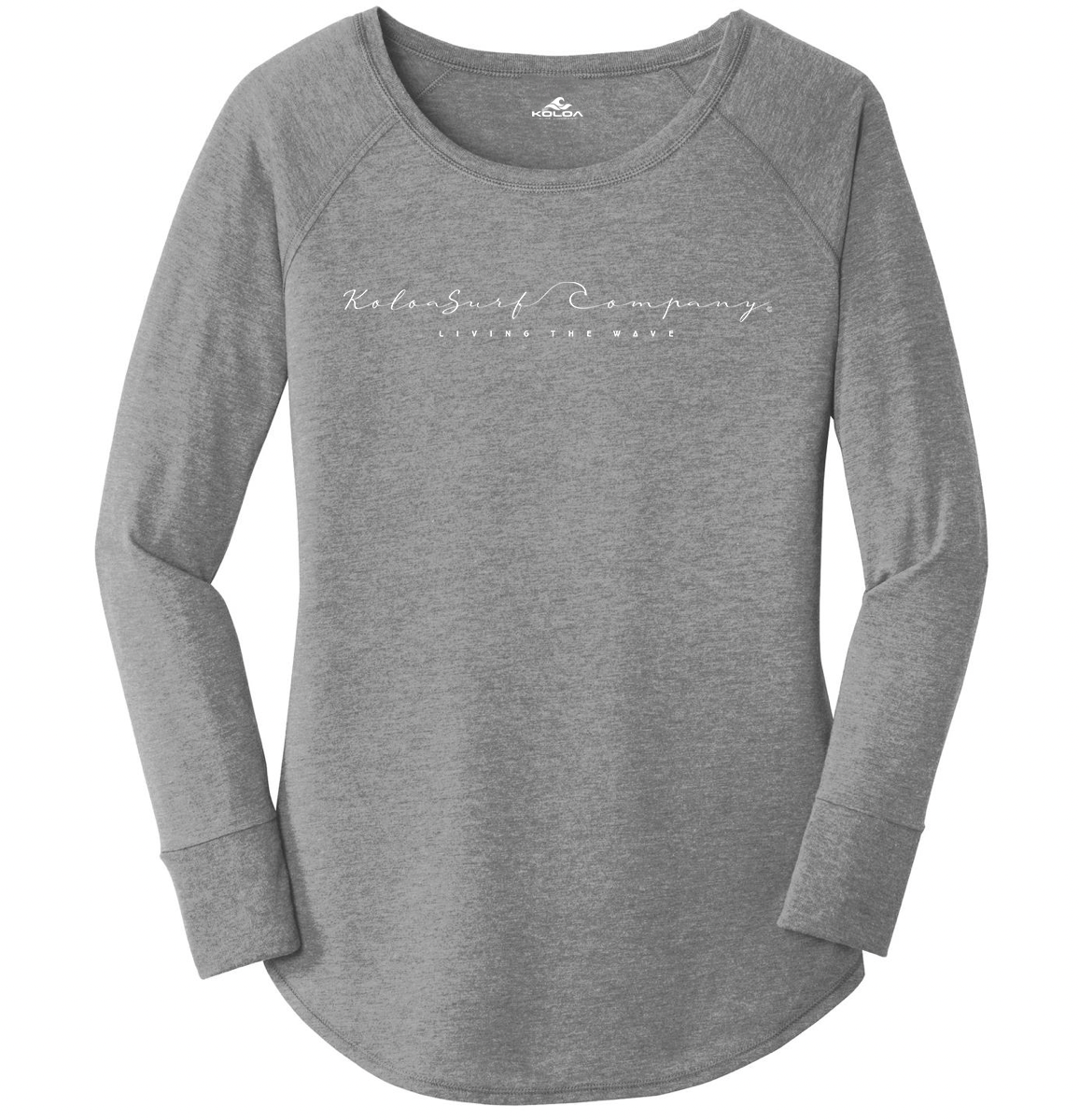 Koloa Cursive Women's Long Sleeve T-Shirt- Grey Frost