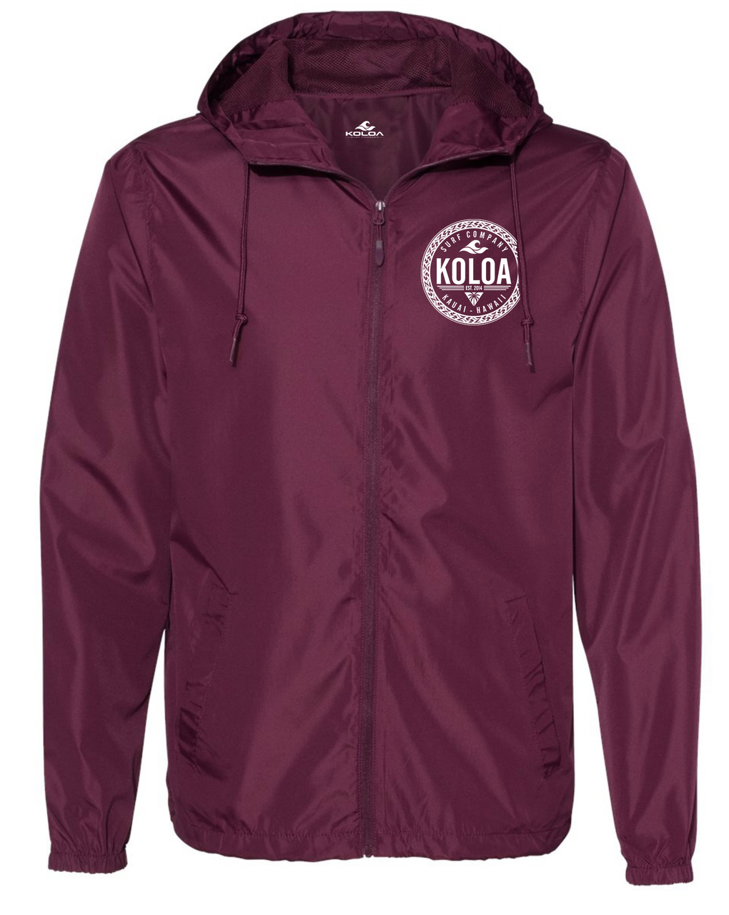 Koloa Shore Water Resistant Windbreaker- Maroon