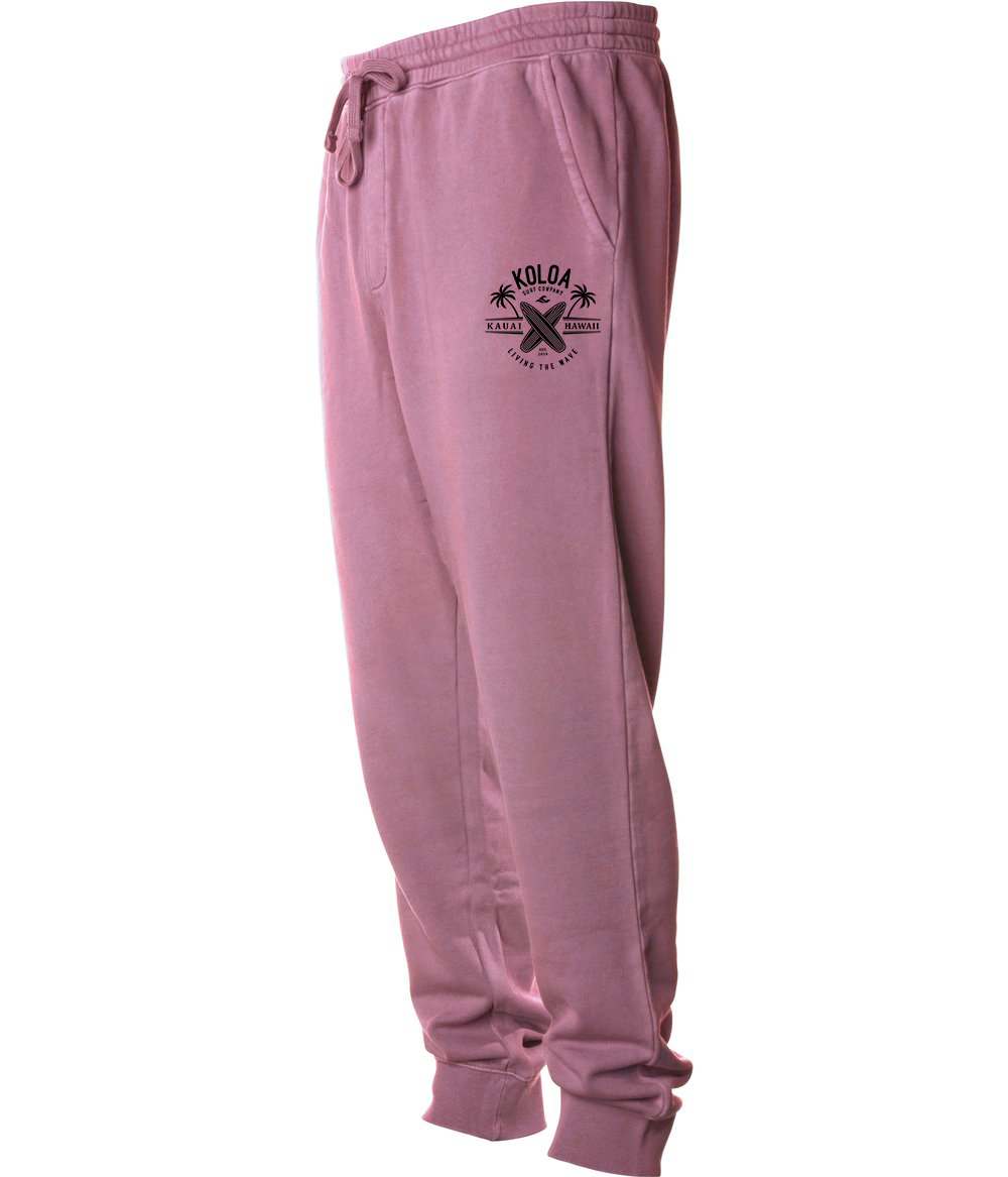 Koloa Kauai Surfboards Fleece Sweatpants- Pigment Maroon