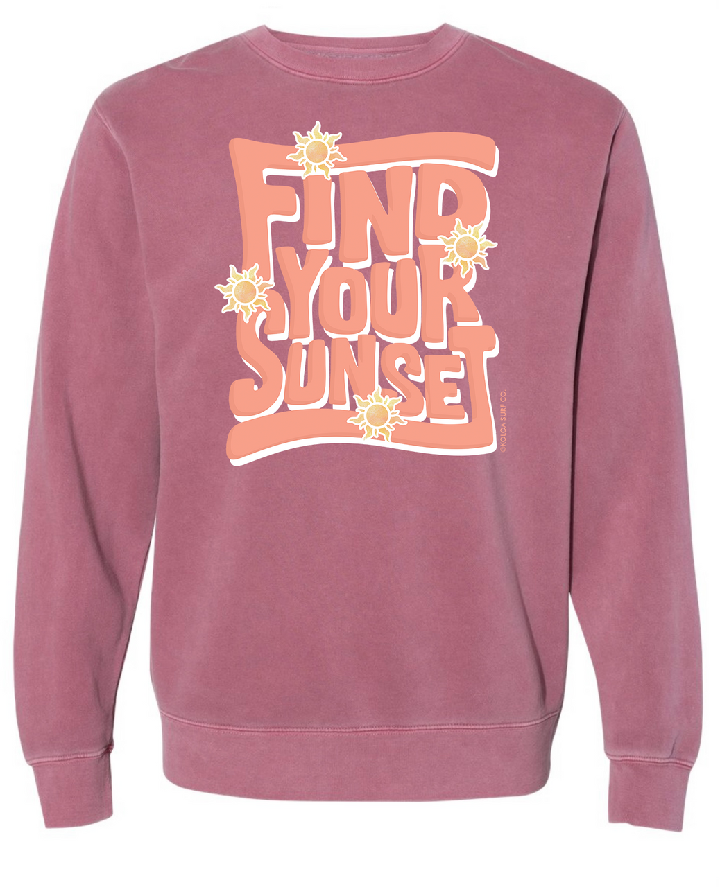 Koloa Groovy Find Your Sunset Sweatshirt- Maroon Pigment