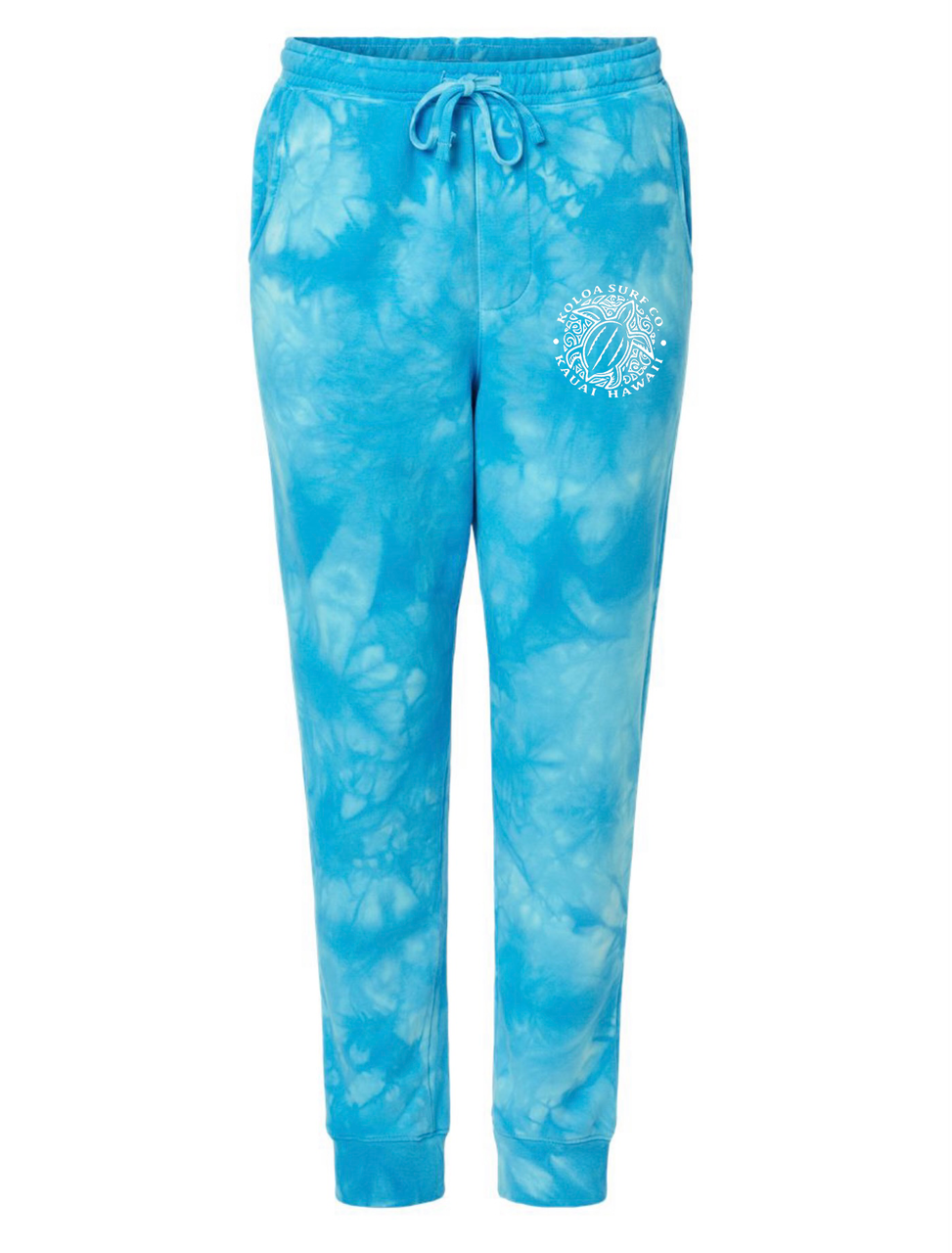 Koloa Honu Turtle Tie-Dyed Fleece Pants-  Tie Dye Aqua Blue