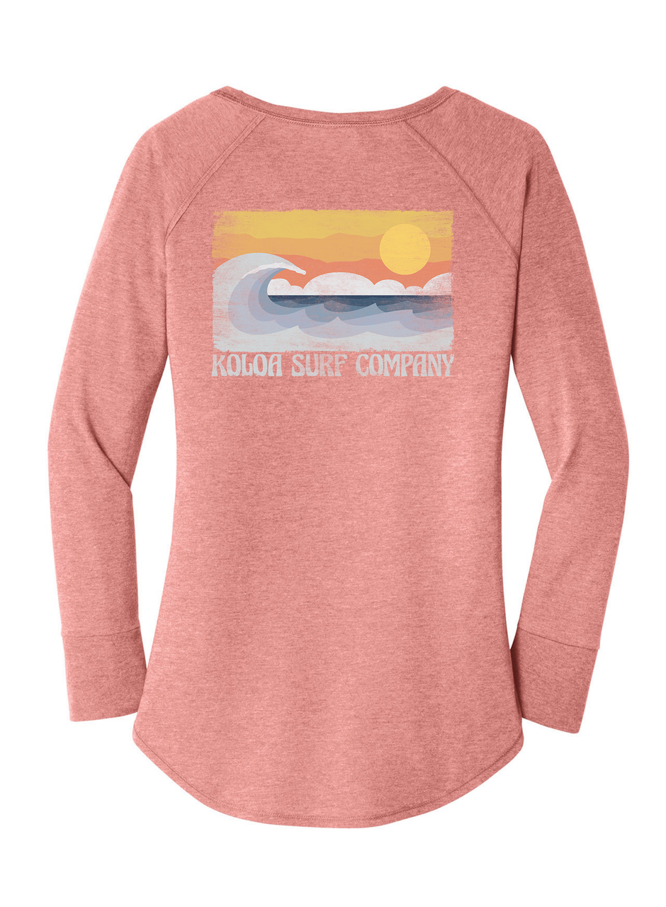 Koloa Beach Vibe Women's Long Sleeve T-Shirt- Blush Frost