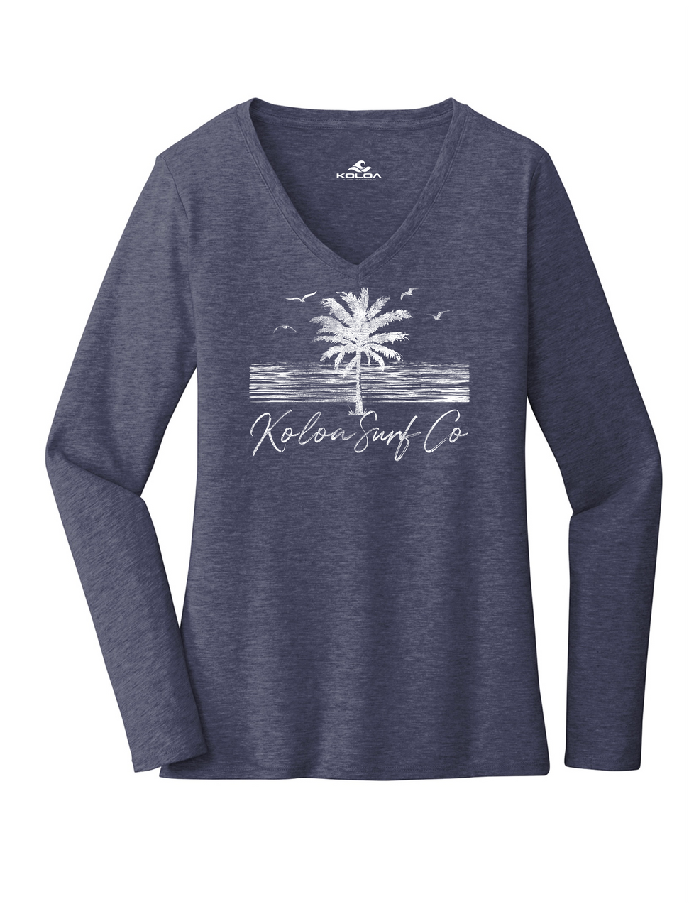 Koloa Scenery Women's Long Sleeve T-Shirt- Heathered Navy