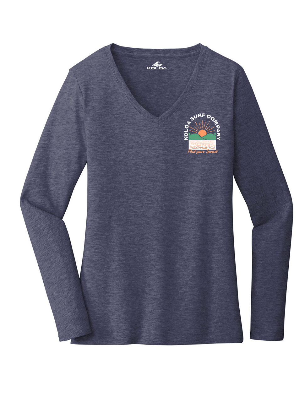 Koloa Hawaiian Rise Women's Long Sleeve- Heathered Navy