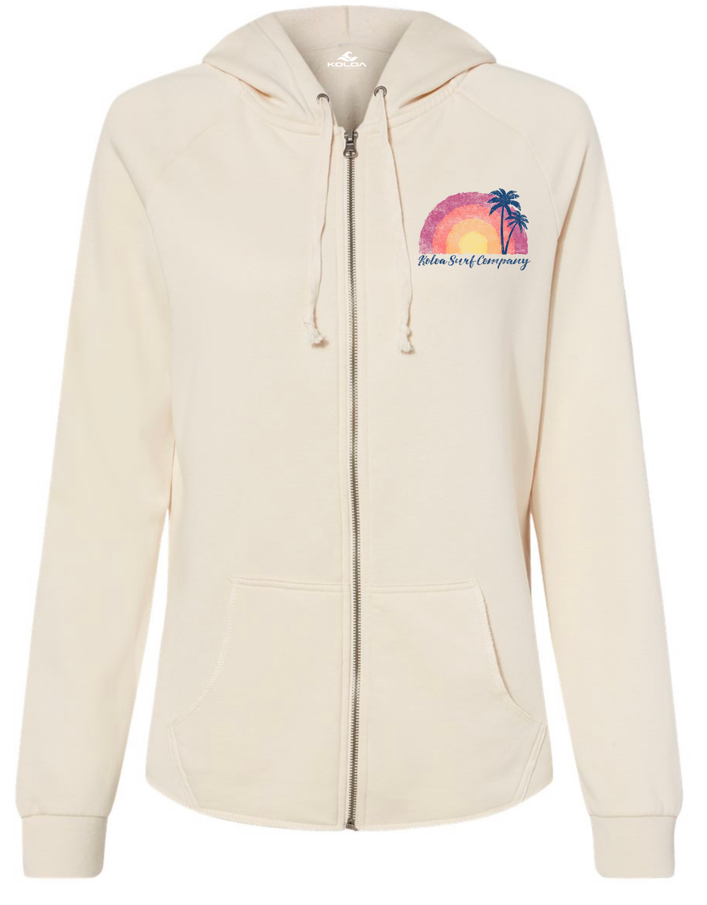 Koloa Watercolor Zip-Up Hoodie- Bone