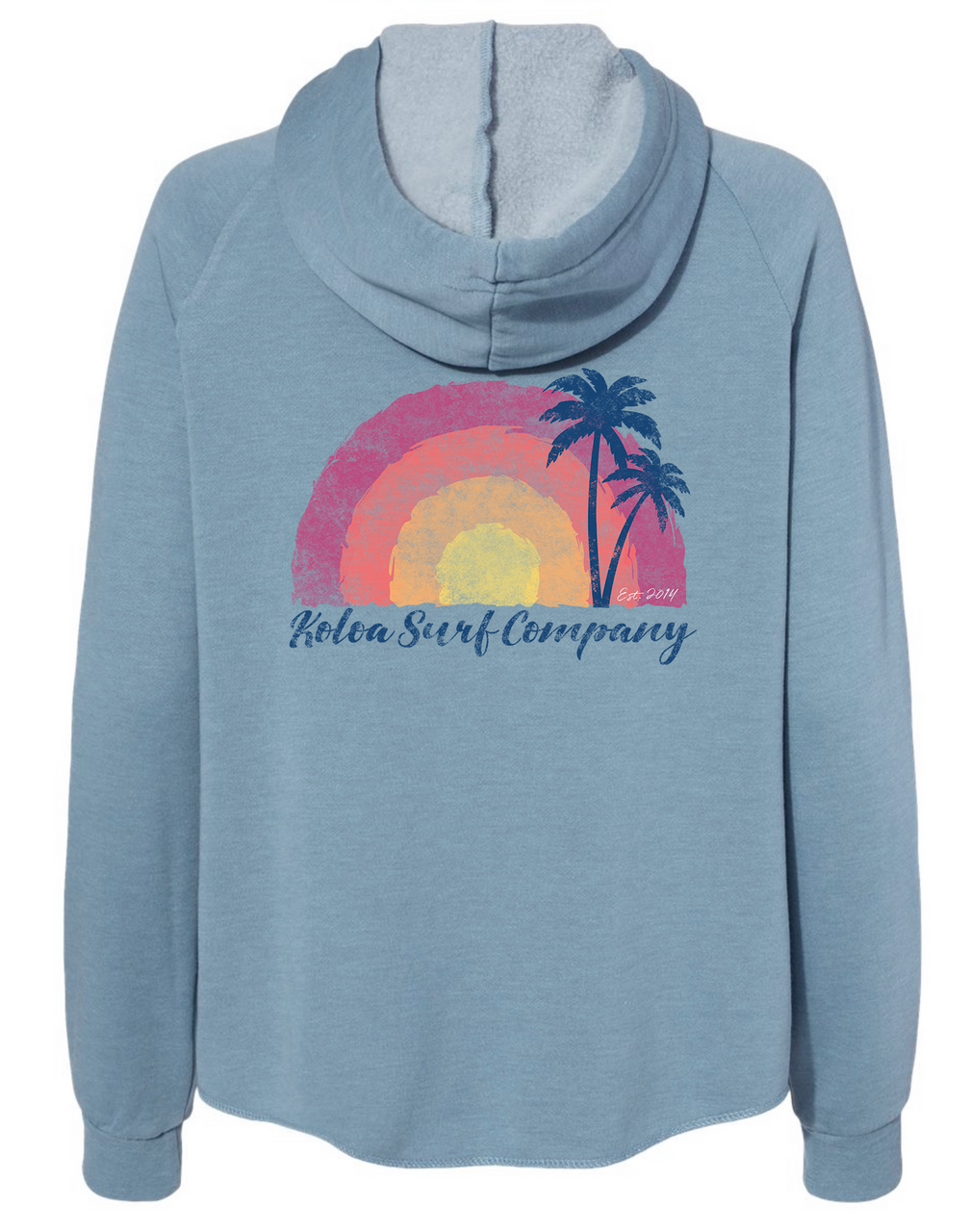 Koloa Watercolor Zip-Up Hoodie- Misty Blue